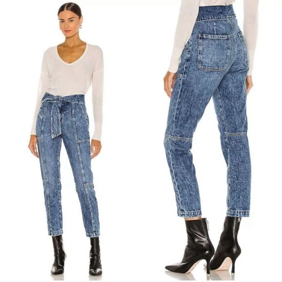 Jonathan Simkhai Denim - Jonathan Simkhai Blue Mullholland Jeans Crop High Rise Straight Leg Size 25